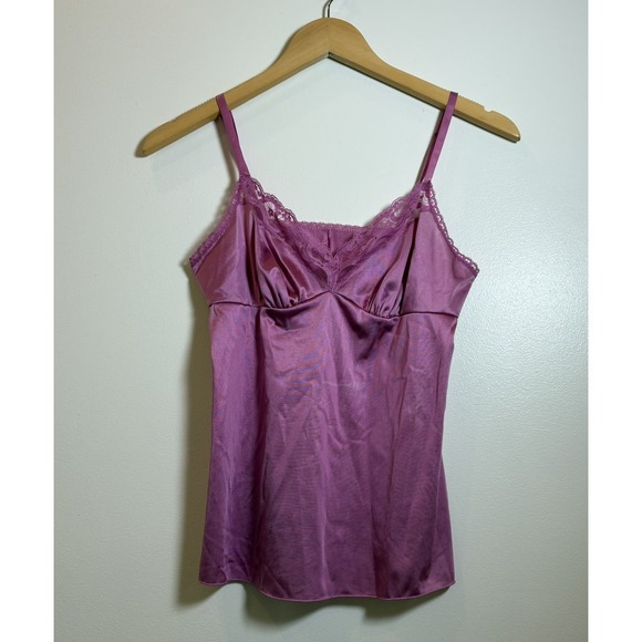Vanity Fair Tops - Vanity Fair Vintage Lace Trim Cami Top Women's Size 32 Purple Nylon Y2K Babydoll